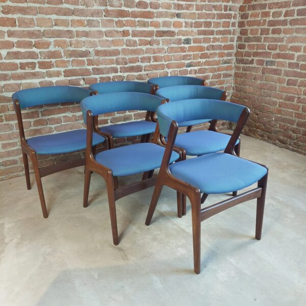 Set di sei sedie in teak dalla Danimarca, Kai Kristiansen per Schou Andersen, 1960