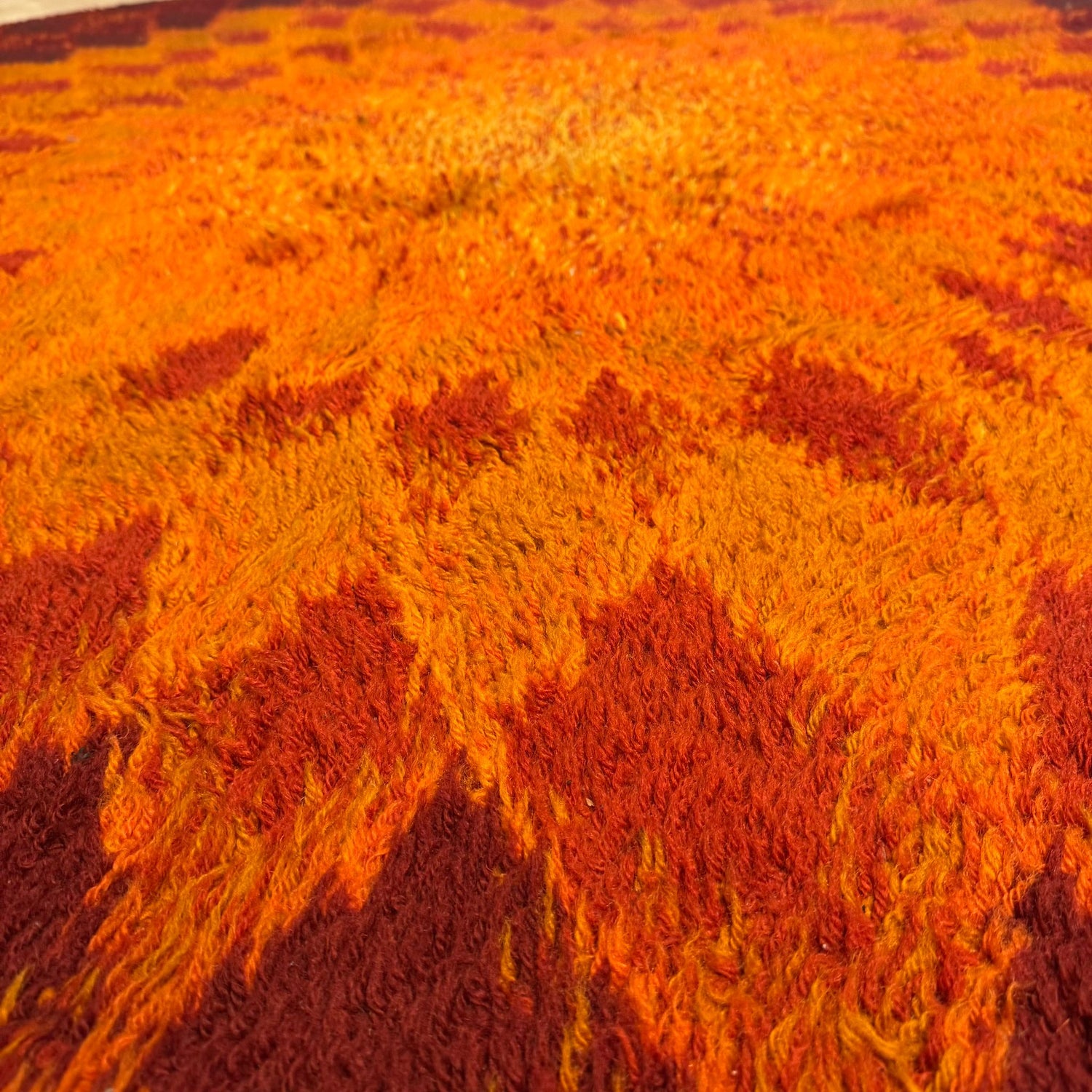 tappeto rotondo vintage lana arancione 200cm