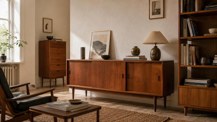 Storage furniture: sideboards, highboards, credenzas, chests of drawers, and bookcases