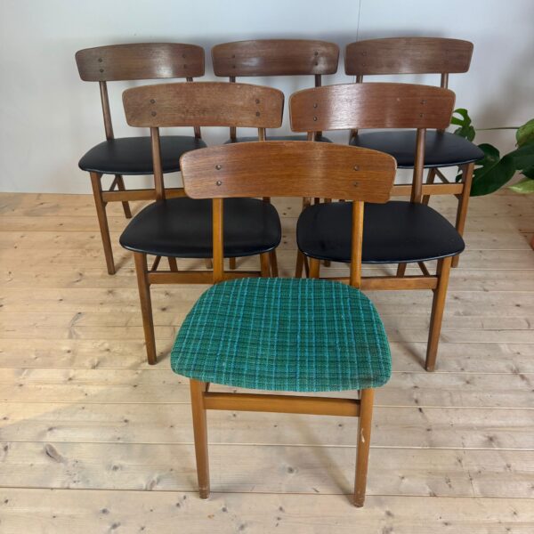Set di sei sedie da pranzo in teak vintage, Danimarca 1960