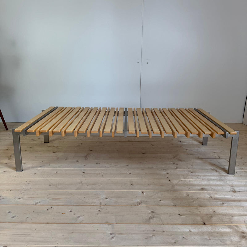 Panca in legno e metallo con cuscini - Danimarca 1970