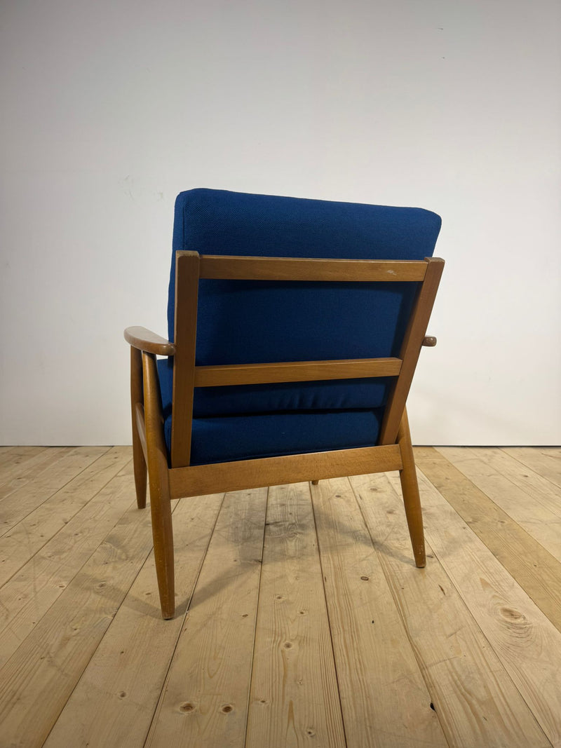 Poltrona Danese Anni ’60 – Seduta Mid-Century in Teak e Tessuto