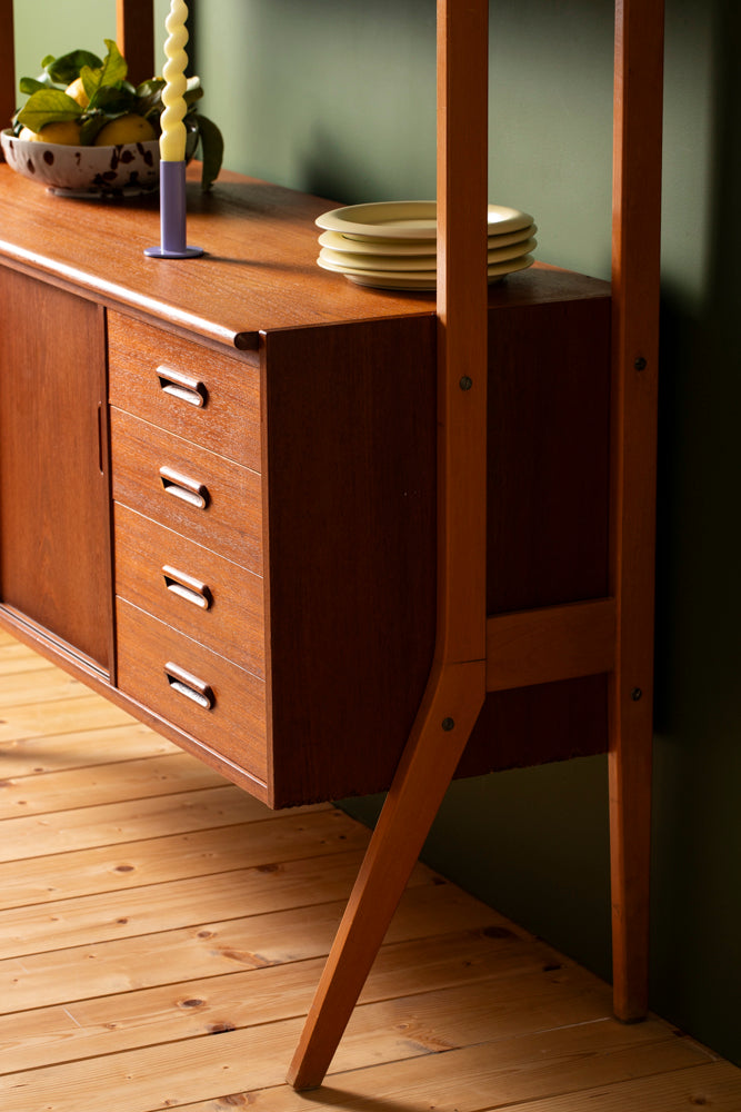 Libreria danese in teak con cassetti, 1960