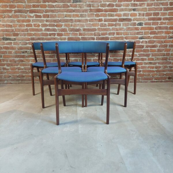 Set di sei sedie in teak dalla Danimarca, Kai Kristiansen per Schou Andersen, 1960