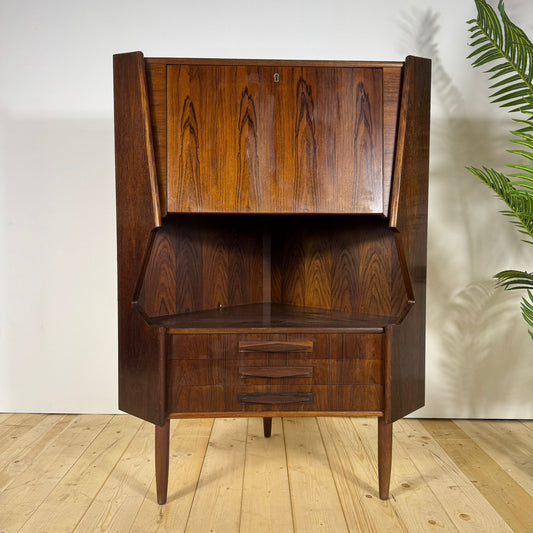 Mobile Bar Angolare Mid-Century Modern in Palissandro