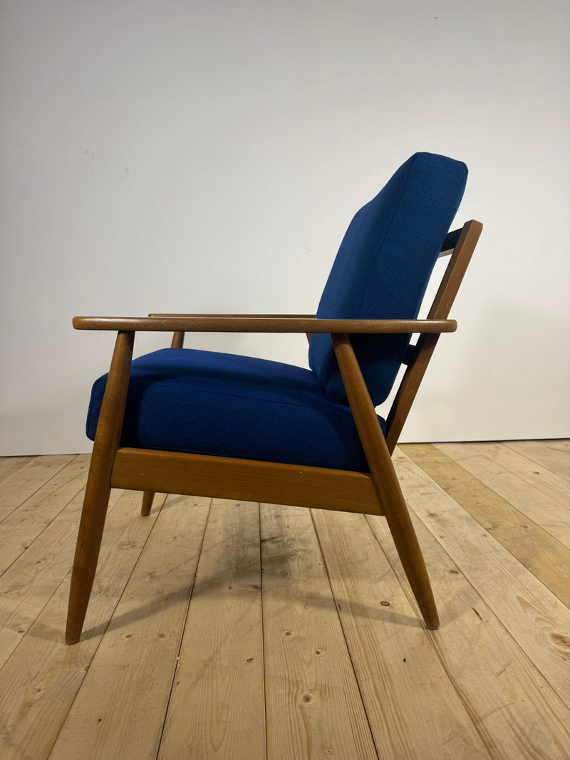 Poltrona Danese Anni ’60 – Seduta Mid-Century in Teak e Tessuto