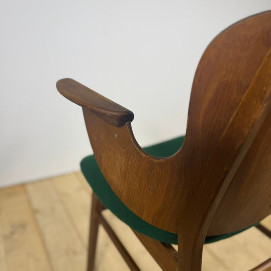 Sedia di Hans Olsen per Krause’s Møbelfabrik – Design Danese Mid-Century con Tessuto Kvadrat Originale