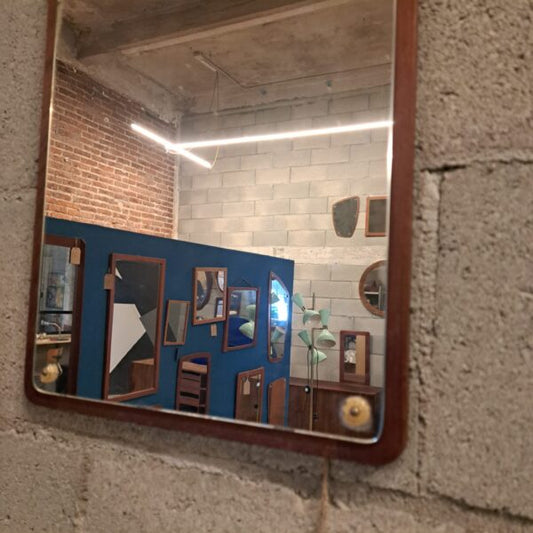Specchio vintage in teak, Danimarca 1950