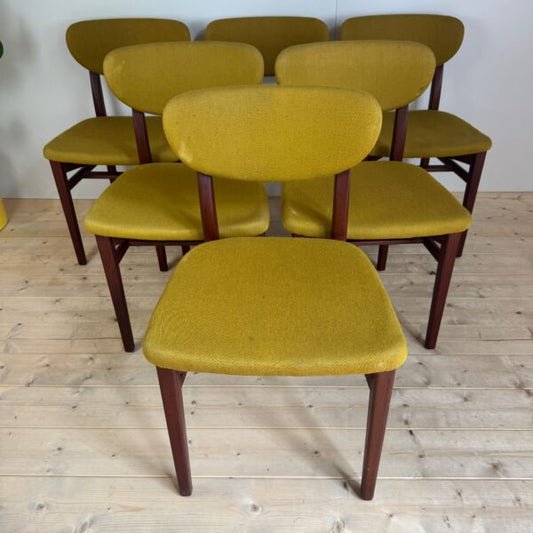 Set di sei sedie da pranzo vintage, Danimarca 1960