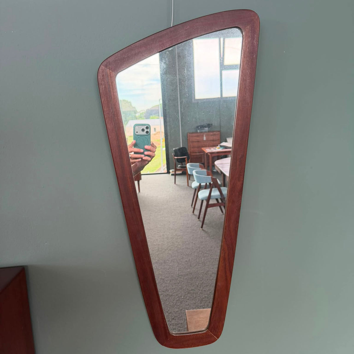 Danish organic-shaped teak mirror, 1960