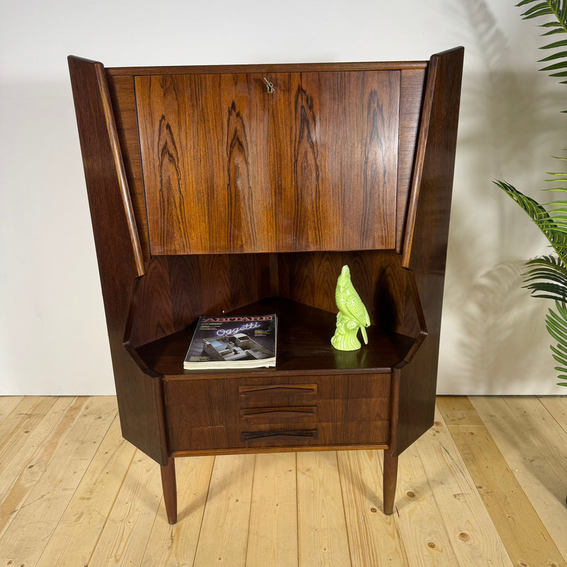 Mobile Bar Angolare Mid-Century Modern in Palissandro