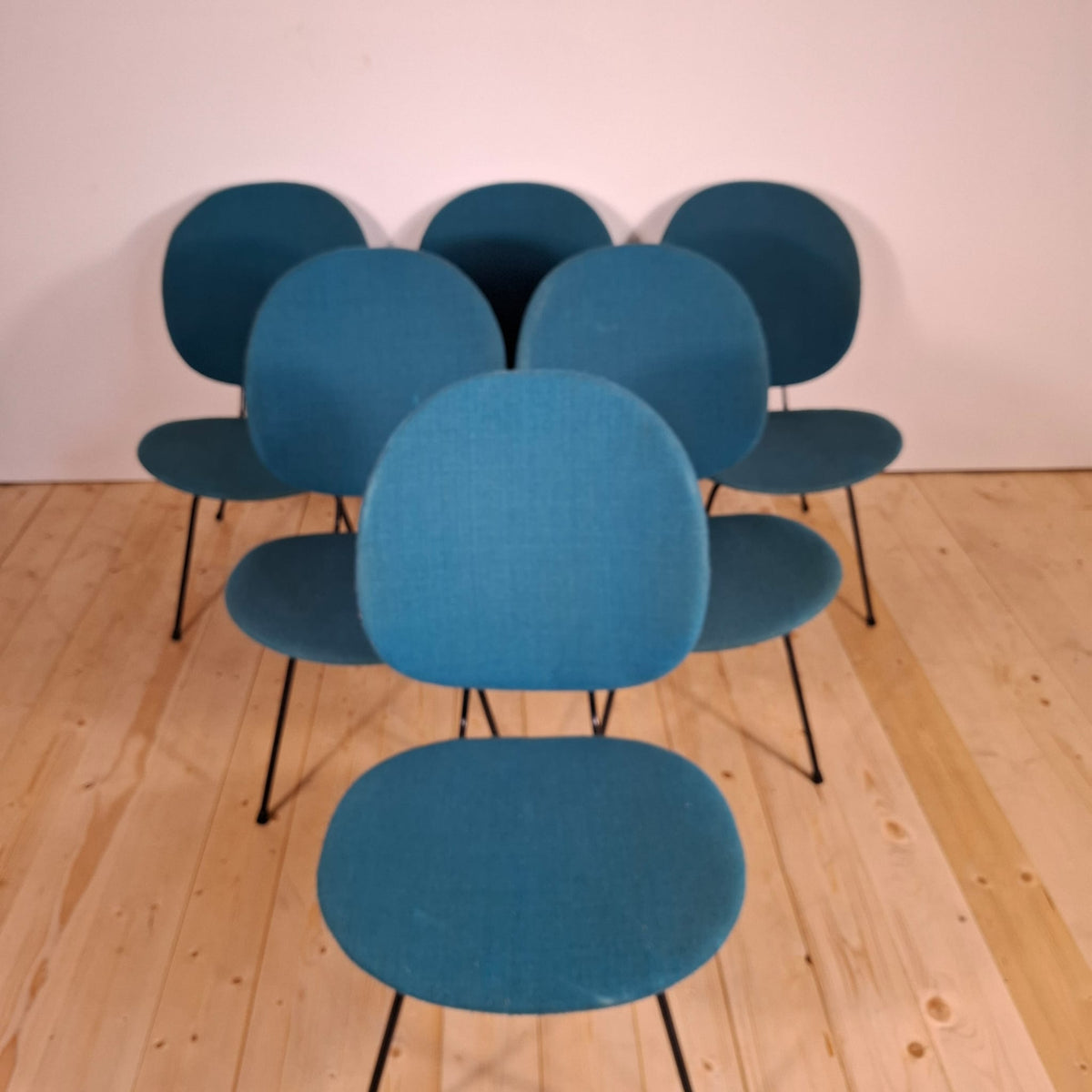 Set di Sei Sedie W.H. Gispen Modello "Kembo 301" – Design Olandese Mid-Century Modern, Anni '60
