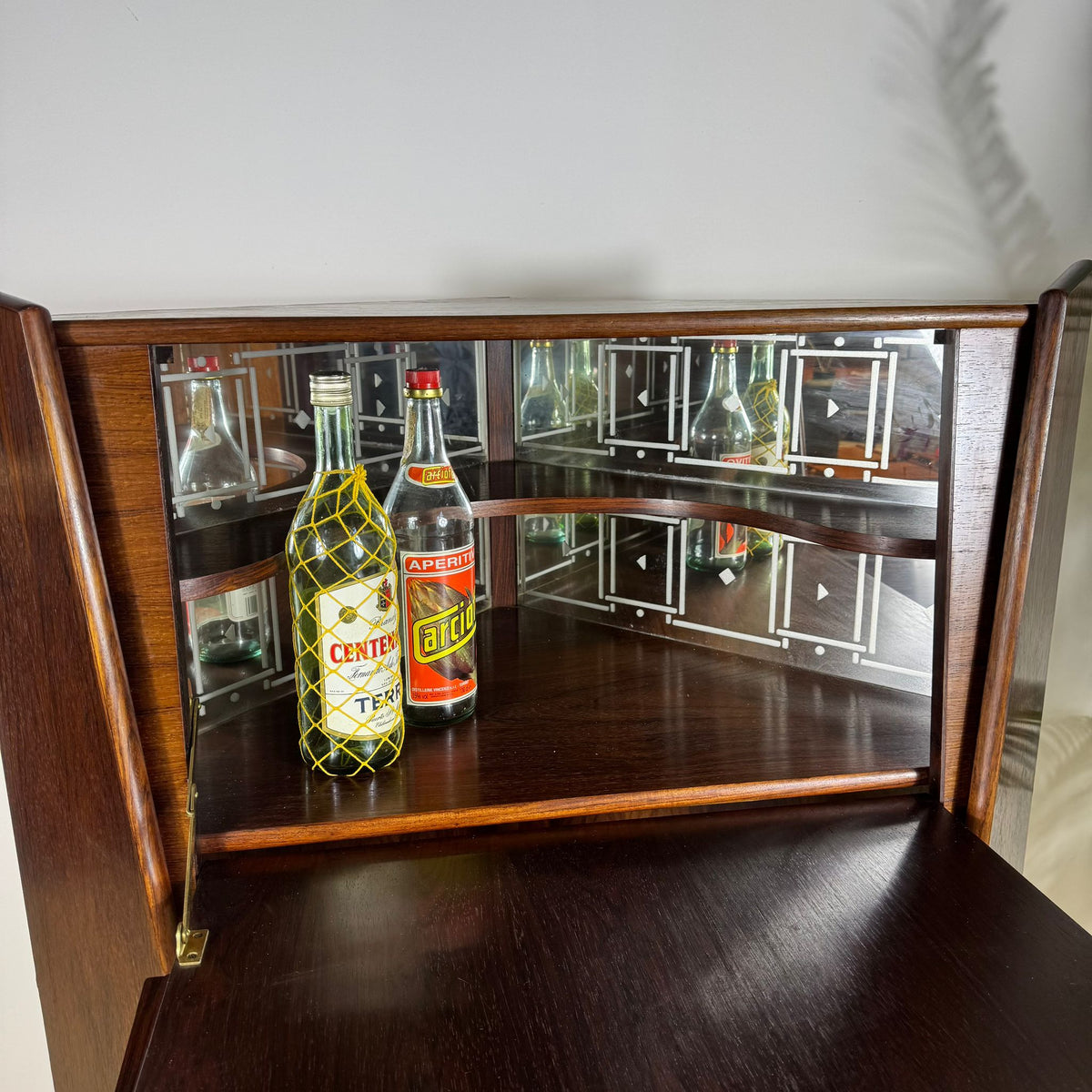 Mobile Bar Angolare Mid-Century Modern in Palissandro