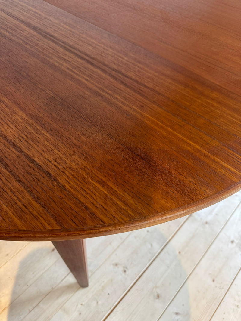Tavolo da pranzo rotondo in teak con 3 estensioni, Danimarca 1960