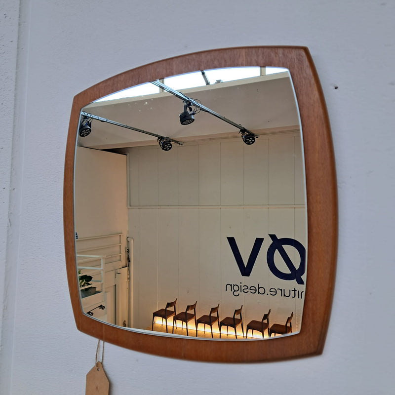 Specchio vintage quadrato in teak