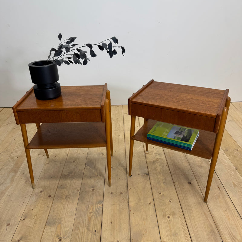 Coppia di comodini in teak AB Carlström, 1960