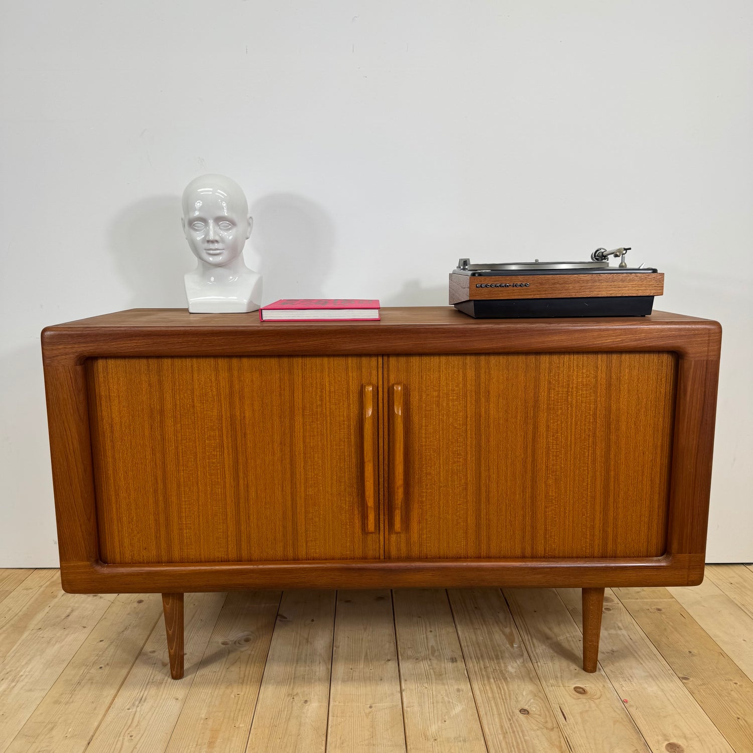 Teak Dyrlund sideboard with tambour doors, Denmark 1960