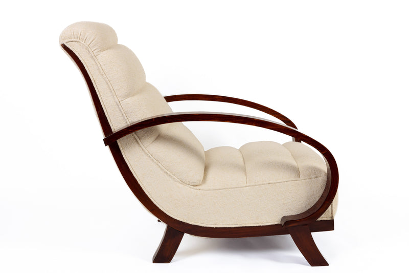 Vintage armchair, Sweden 1930s, Nobilis linen bouclé fabric