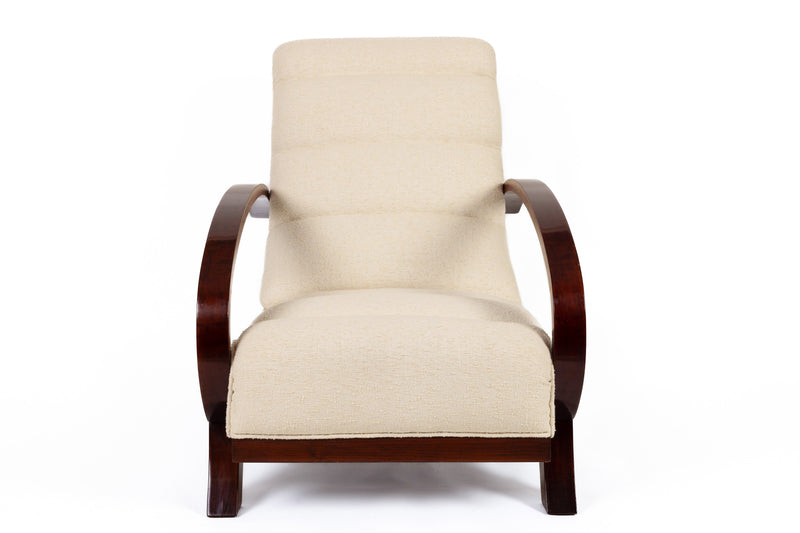 Vintage armchair, Sweden 1930s, Nobilis linen bouclé fabric