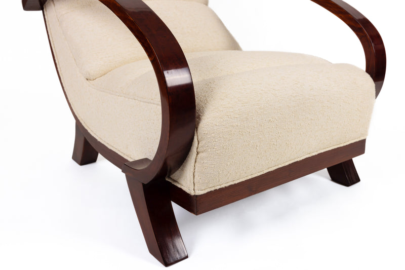 Vintage armchair, Sweden 1930s, Nobilis linen bouclé fabric