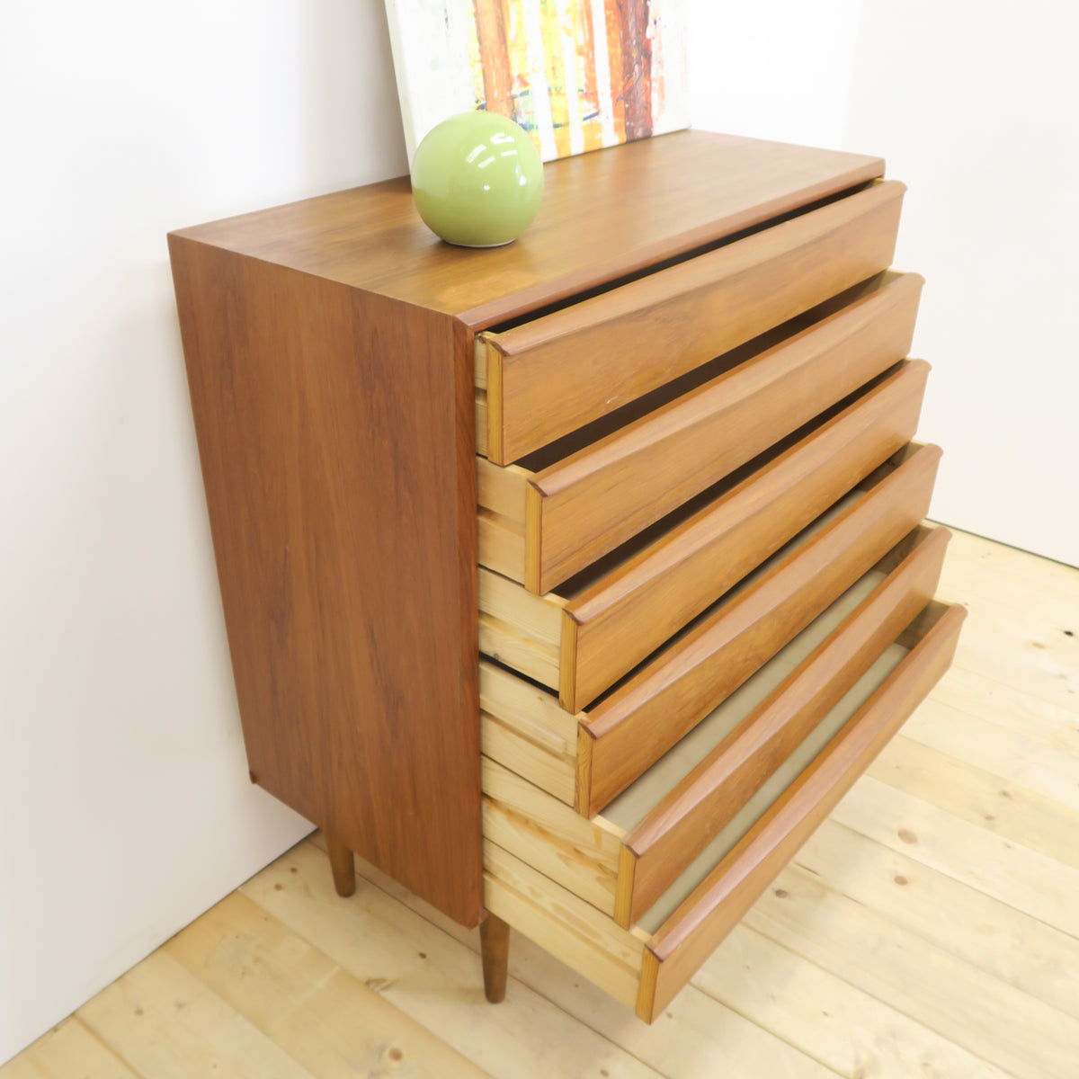 Cassettiera compatta in teak, anni ’60