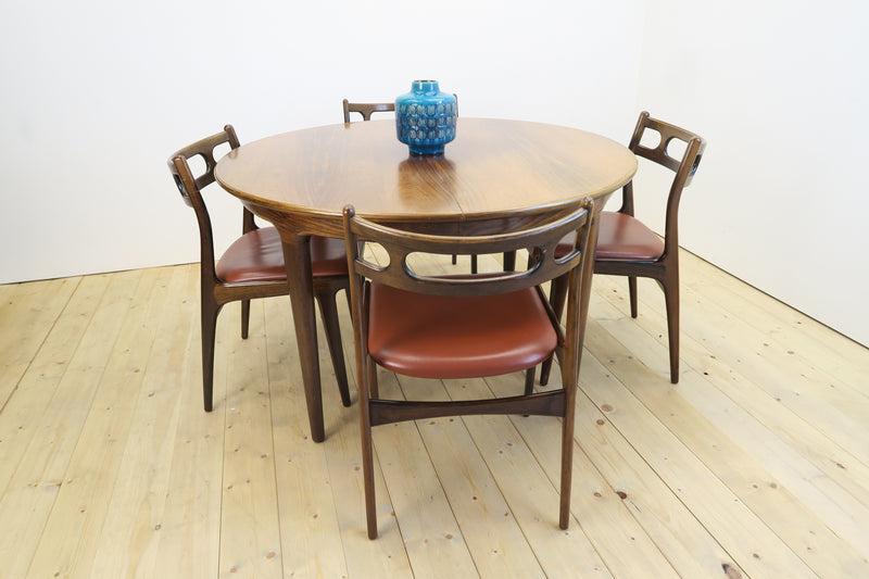 Rosewood dining set with table and 4 chairs, 1960s