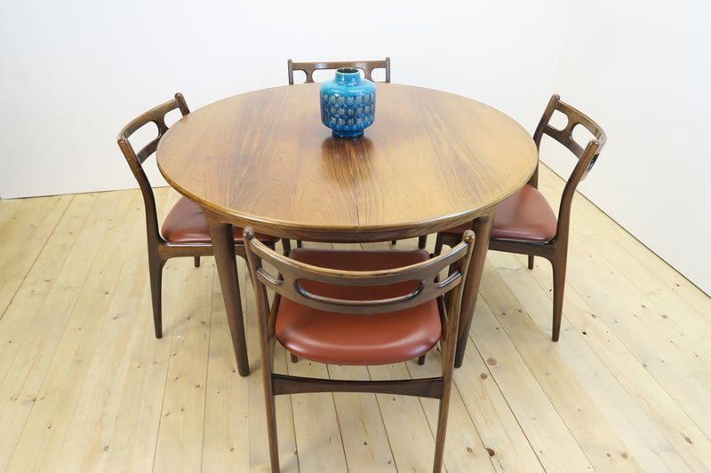 Rosewood dining set with table and 4 chairs, 1960s
