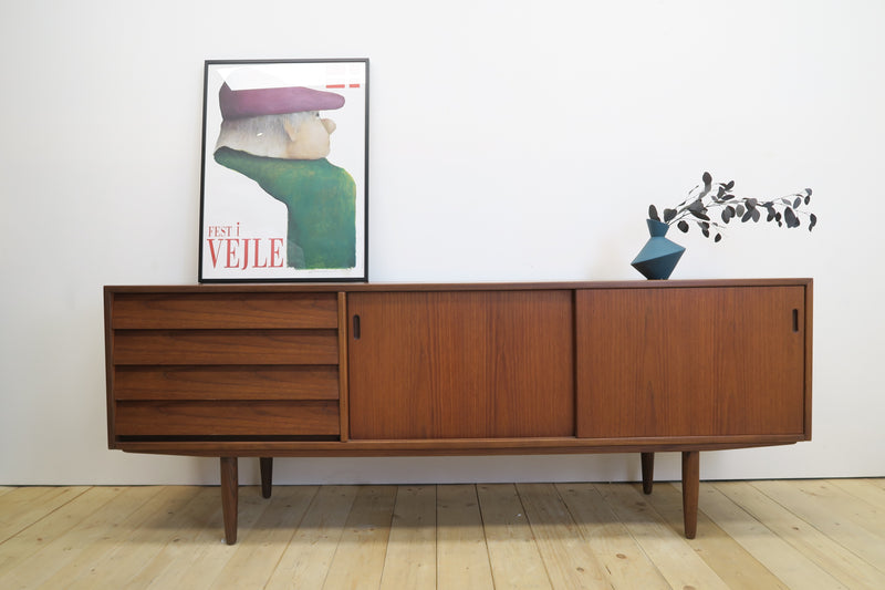 Teak sideboard with drawers and sliding doors, Denmark 1960