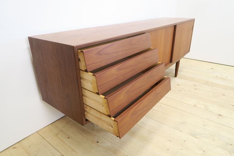 Teak sideboard with drawers and sliding doors, Denmark 1960