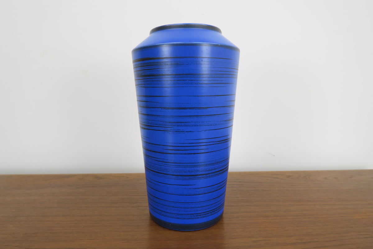Vaso in ceramica blu e nera, anni ’60