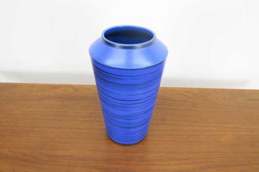 Vaso in ceramica blu e nera, anni ’60