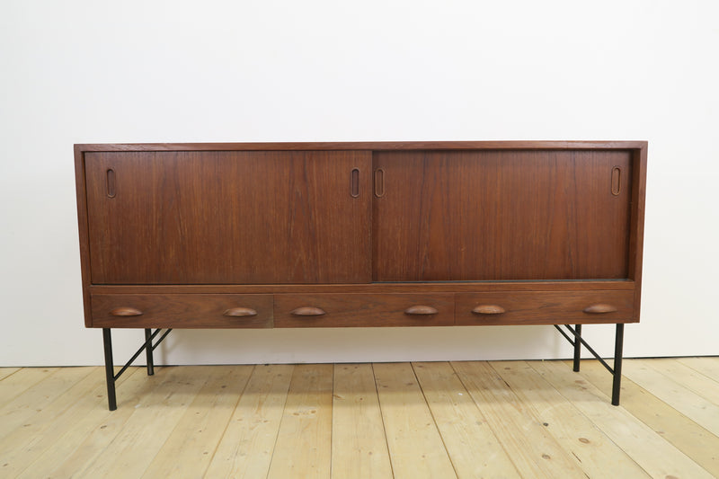 Teak sideboard with sliding doors and drawers, 1960s