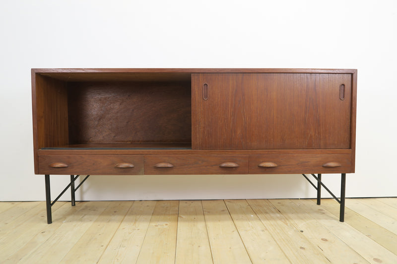 Teak sideboard with sliding doors and drawers, 1960s