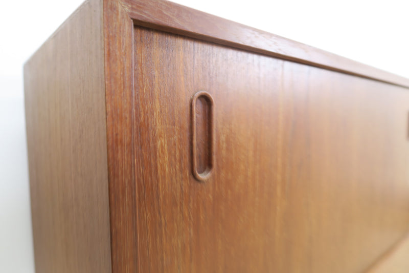 Teak sideboard with sliding doors and drawers, 1960s