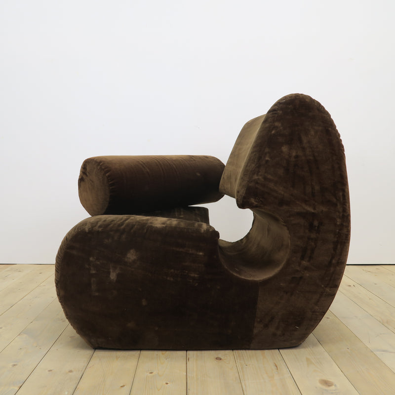 Italian velvet lounge chair, 1970s