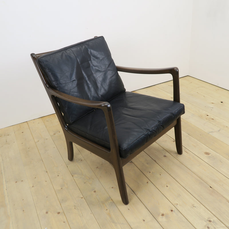 Scandinavian teak and leather armchair, 1960s