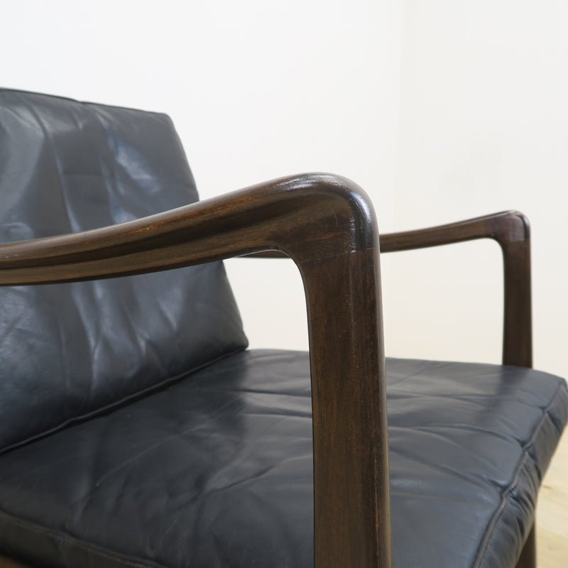 Scandinavian teak and leather armchair, 1960s