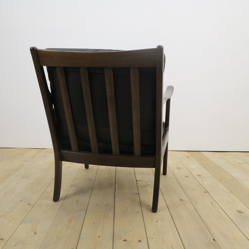 Scandinavian teak and leather armchair, 1960s