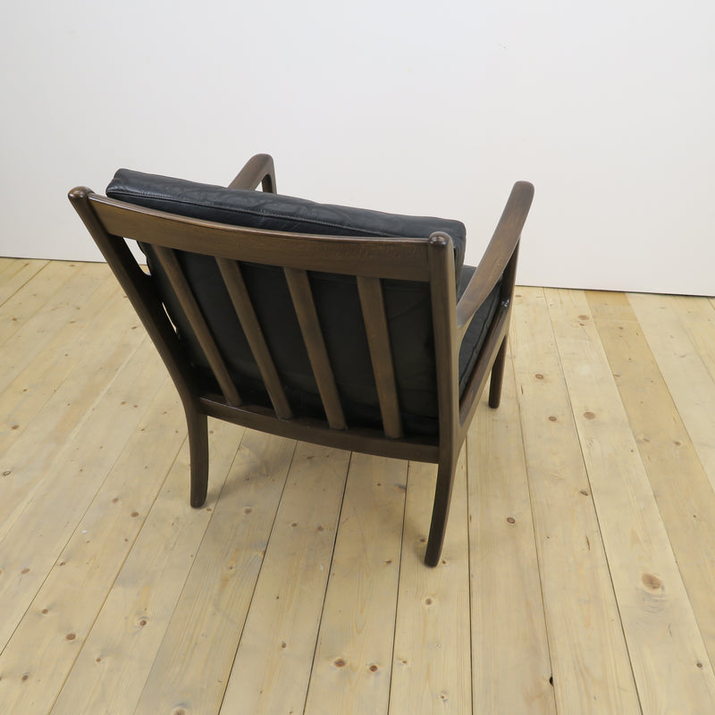 Scandinavian teak and leather armchair, 1960s