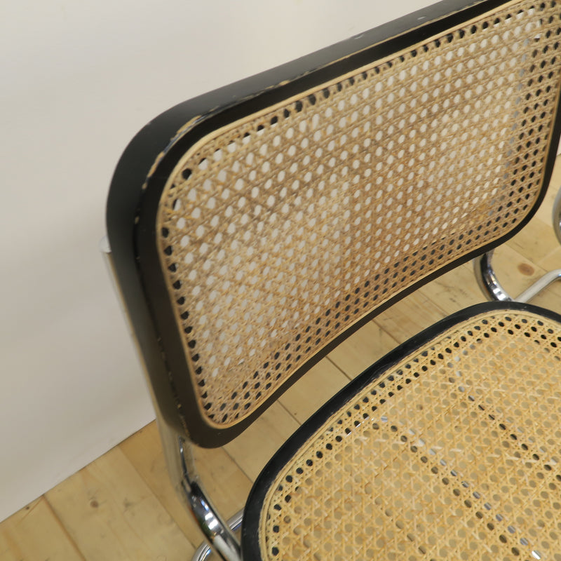 Set di 4 sedie nere in rattan e metallo, Danimarca 1960