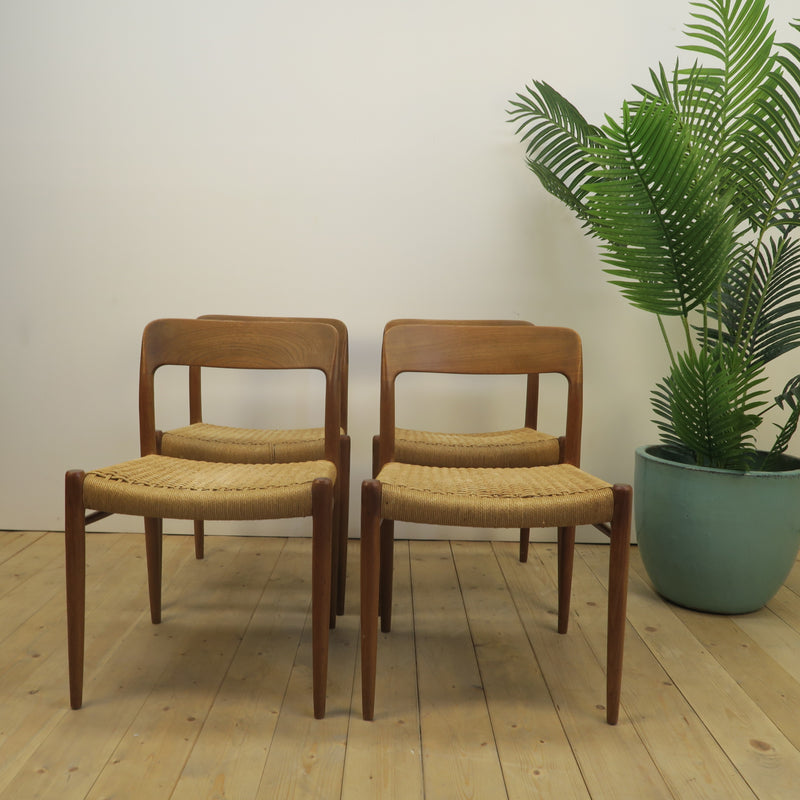 Set di 4 sedie Model 75 di Otto Møller, Danimarca 1960