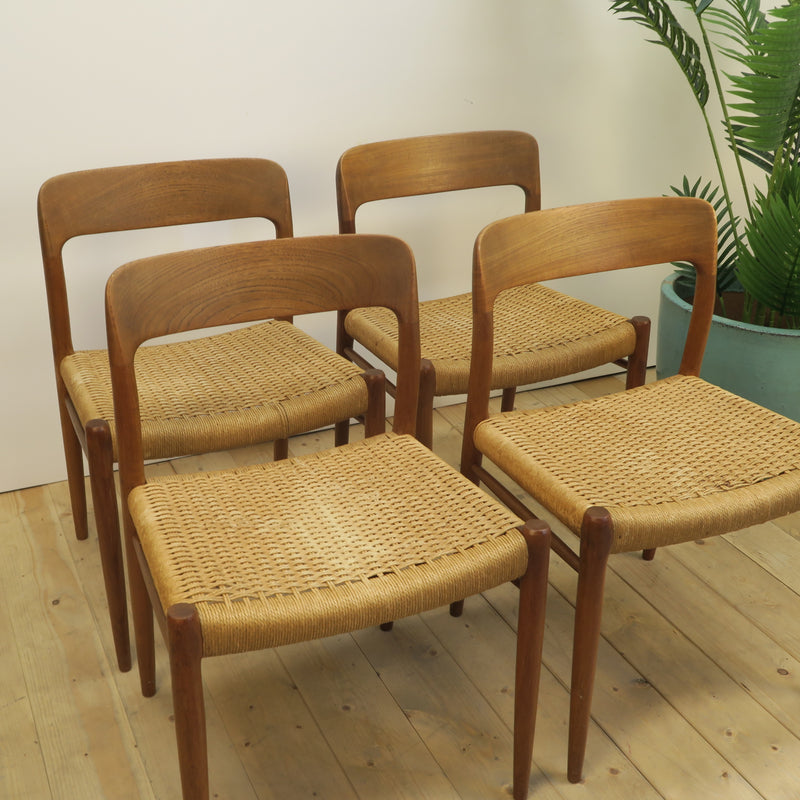 Set di 4 sedie Model 75 di Otto Møller, Danimarca 1960