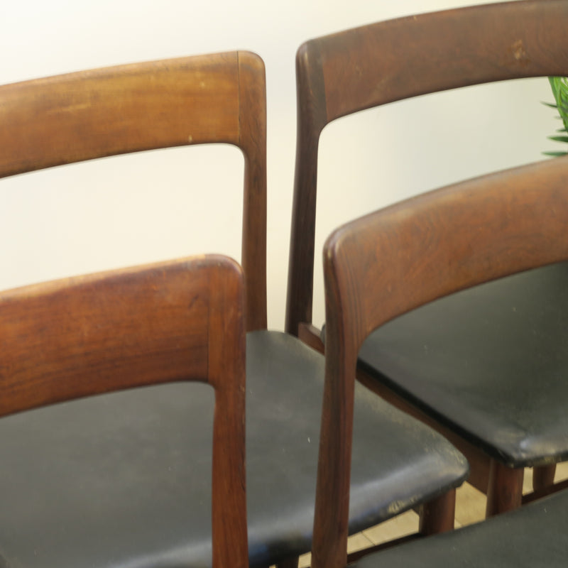 Set di 6 sedie Nørgaard Møbelfabrik, palissandro e pelle, Danimarca 1960