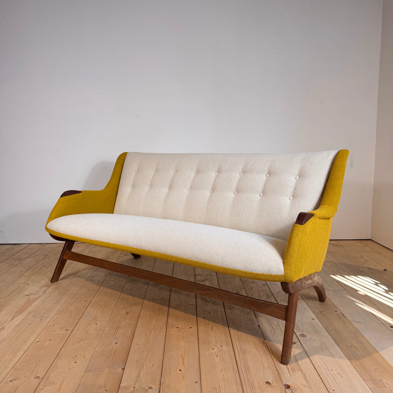 Divano vintage tre posti in teak, anni ’60