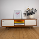 Sideboard danese in teak con frontali laccati, anni ’60