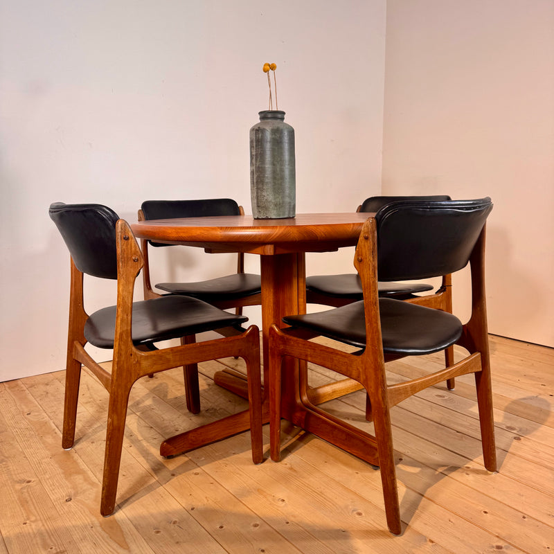 Tavolo da pranzo rotondo allungabile in teak, anni ’60