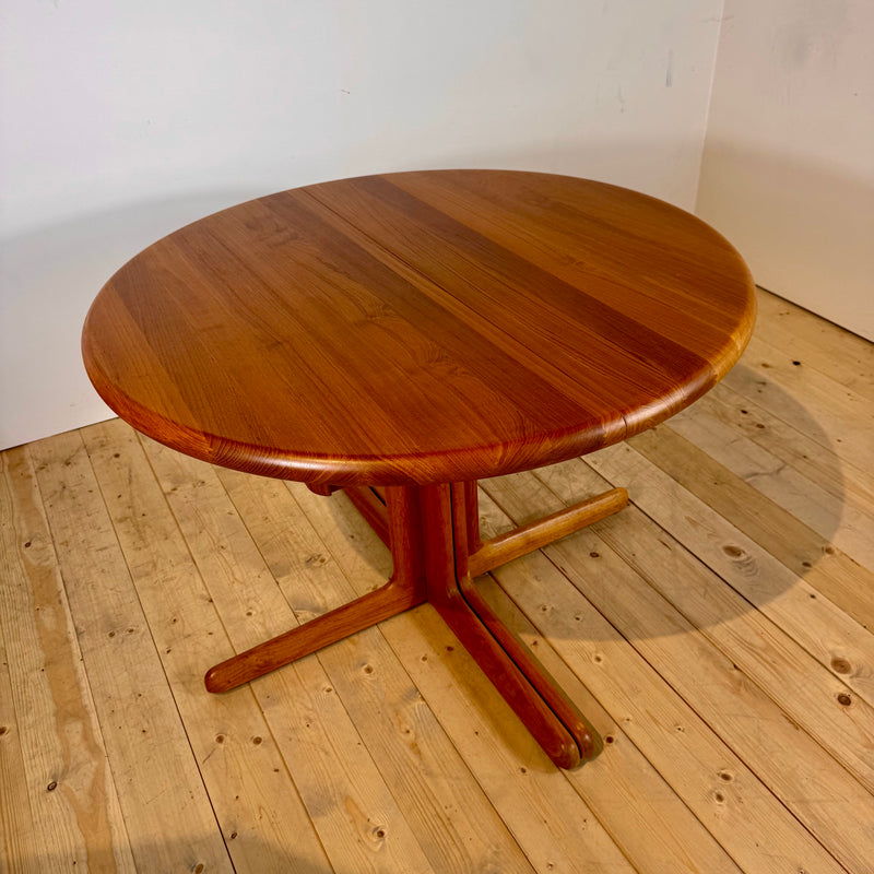 Tavolo da pranzo rotondo allungabile in teak, anni ’60