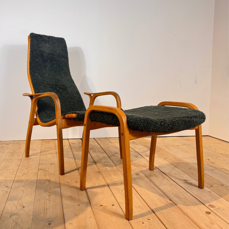 Poltrona Lamino verde di Yngve Ekström per Swedese, 1960