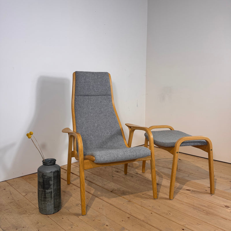 Poltrona Lamino grigio chiaro di Yngve Ekström per Swedese, 1960
