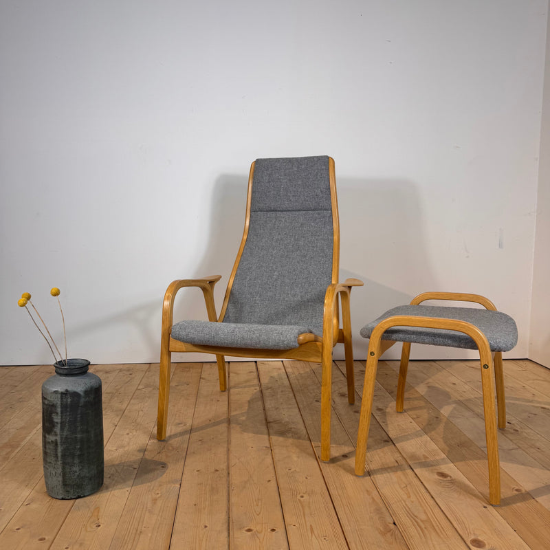 Poltrona Lamino grigio chiaro di Yngve Ekström per Swedese, 1960